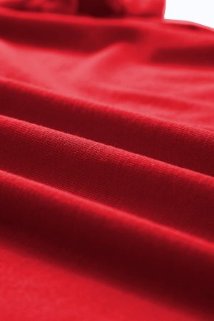 Red Solid Color Basic Crew Neck Plain Tee