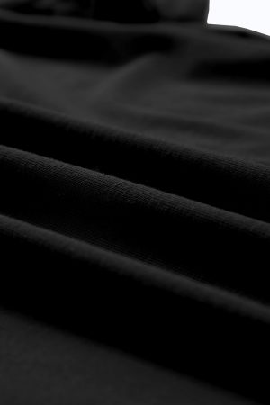 Black Solid Color Basic Crew Neck Plain Tee