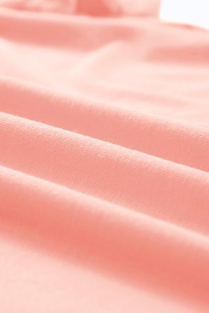 Pink Solid Color Basic Crew Neck Plain Tee