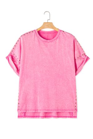 Bonbon Studded Batwing Sleeve Oversized Tee