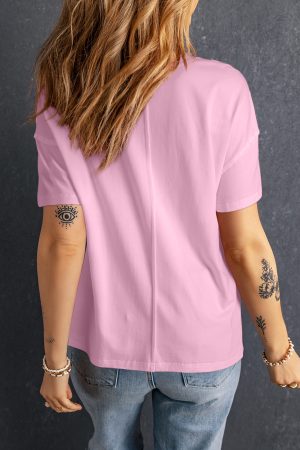 Pink Vibrant Star Patchwork Loose T-shirt